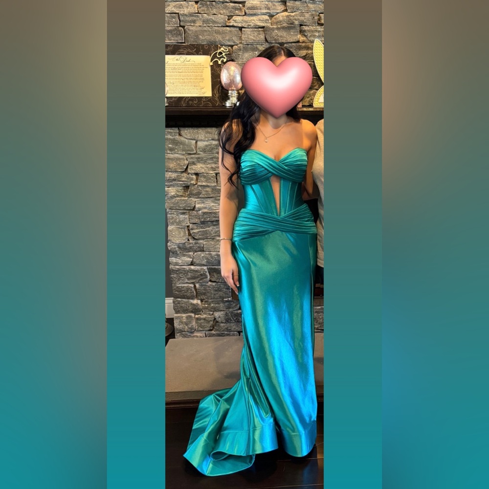 Sherri Hill Teal Strapless Prom Dress - Size 00